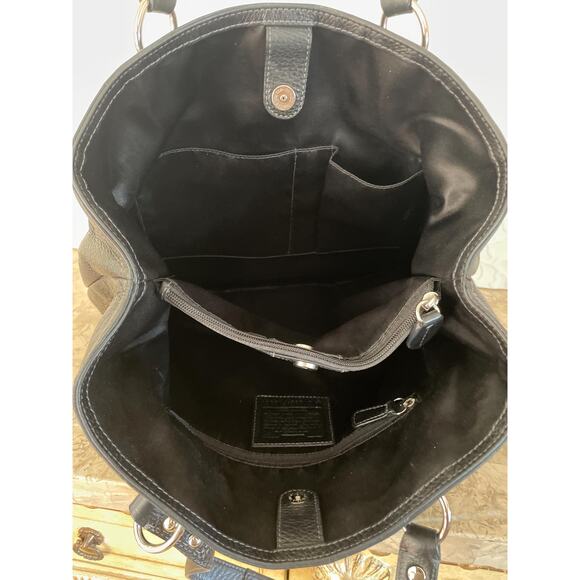 Coach penelope F19264 BLACK pebble Leather large Satchel BAG PURSE shoulder bag - Picture 9 of 10